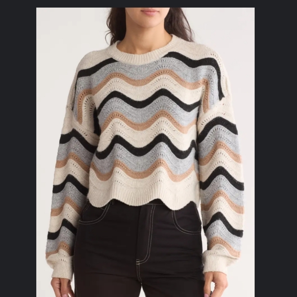 Love Net Buy Sweater Department Women's Multicolor Wave Pattern Sweater
